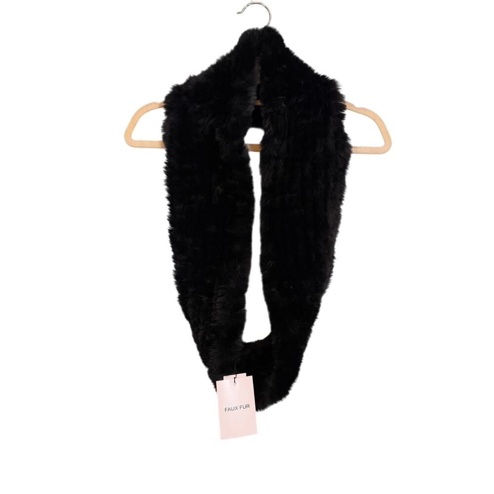 Adrienne Landau Infinity Loop Scarf One Size Black Winter Soft Warm Faux Fur NWT
